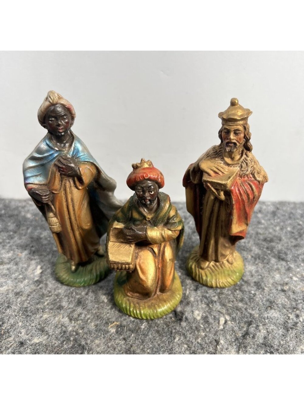 Vintage Early Italy 3 Wise Men Nativity Gold Frankincense Myrrh Christmas